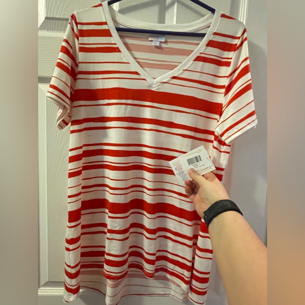 NWT: Lularoe Christy Size L - Red & White Striped
